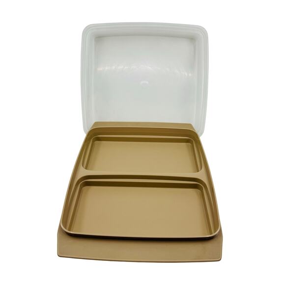 Tupperware Tan/White Clear Egg Storage/Deviled Egg Carrier, VTG 723 *No Egg Tray - Picture 2 of 6